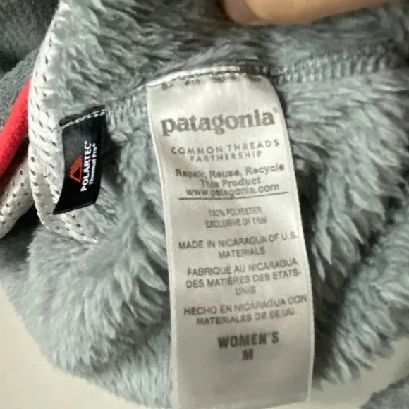 Patagonia Re Tool Snap T Fleece Pullover women medium grey pink accent warm cozy - Picture 4 of 8